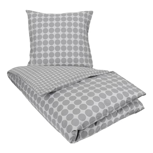 Bedding 140x200 cm - Circle grey - Dotted bedding - 100% Cotton - Borg Living bed set
