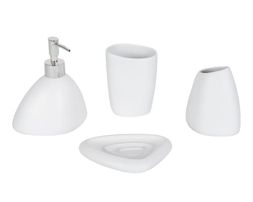 Bathroom set - 4 pieces - White - Bathroom accessories