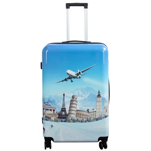 Large suitcase - Hard-shell suitcase with motif - Airplane - Exclusive lightweight suitcase
