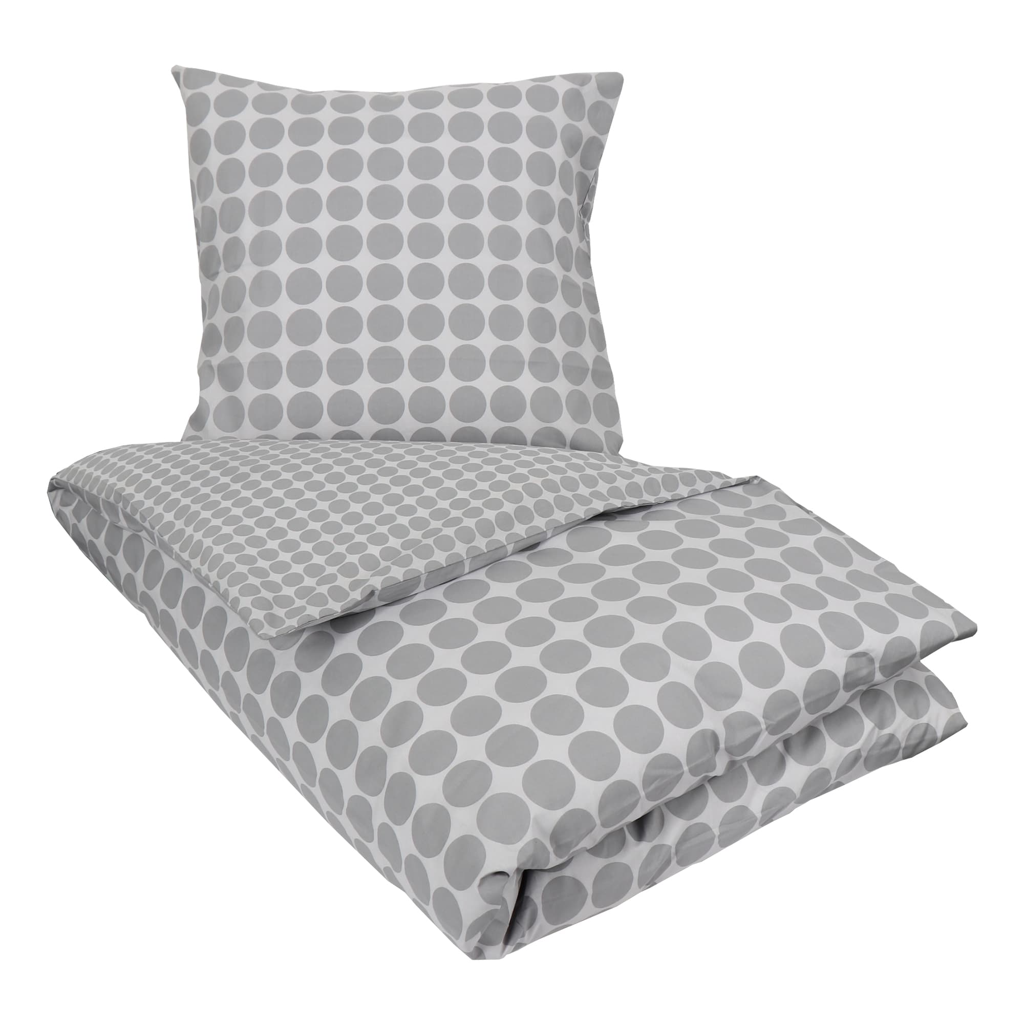 Beddengoed 140x200 cm - Circle grey - Gestippeld beddengoed - 100% Katoen - Borg Living beddengoedset