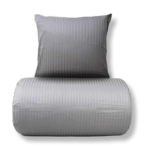 Baby beddengoed 70x100 cm - 100% katoensatijn - Klassieke lichtgrijze strepen