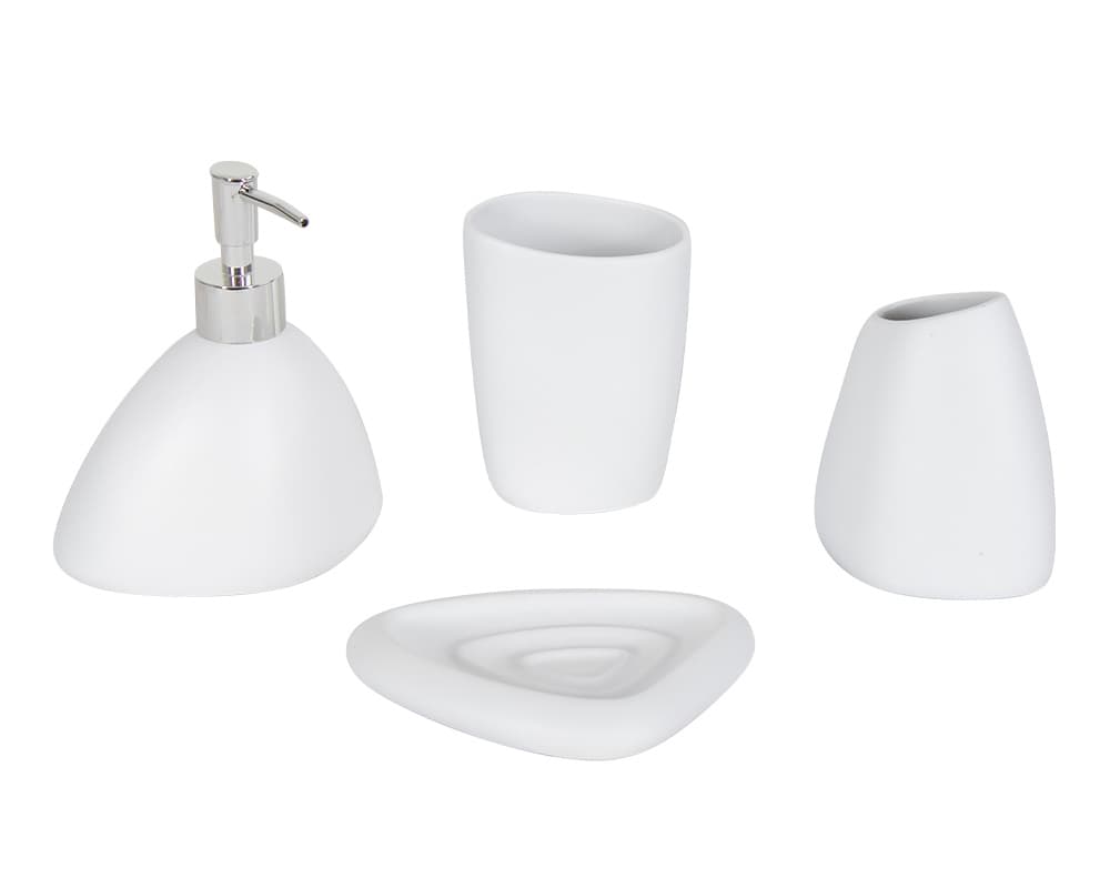 Badkamer set - 4 delen - Wit - Badkameraccessoires