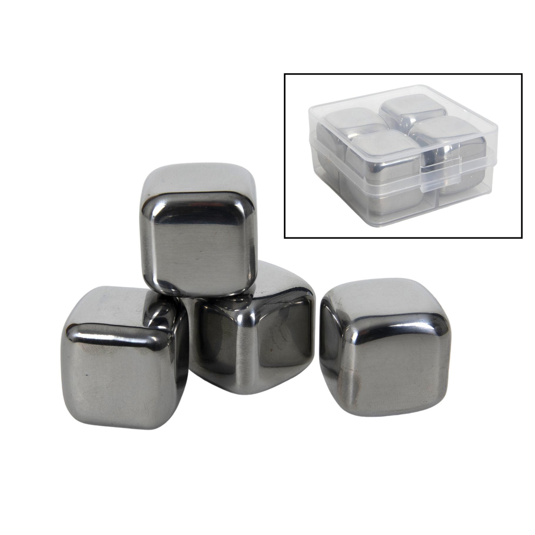 IJsblokjes RVS 4 stuks 6,3 x 6,3 x 3 cm