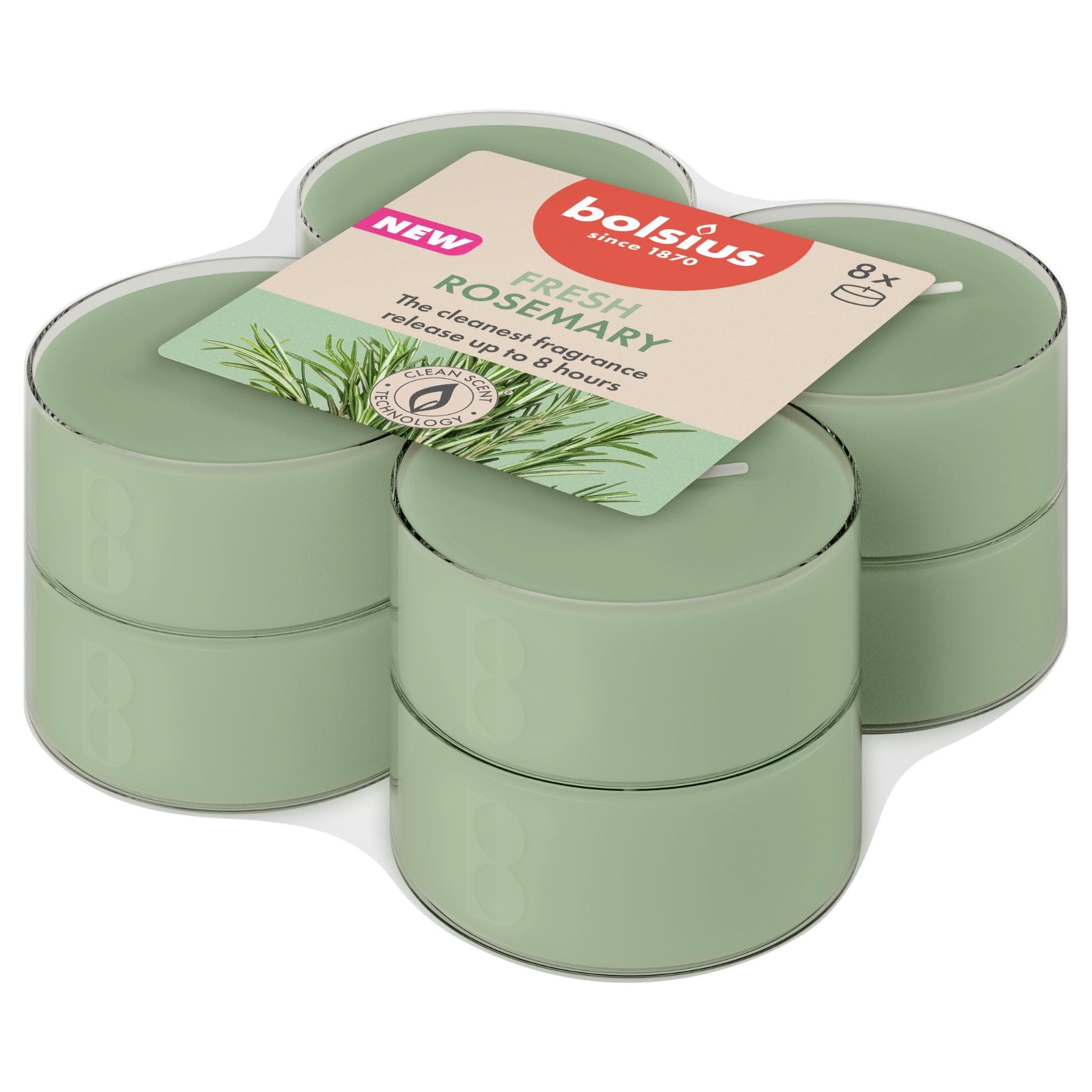 Bolsius maxilichten clear cup 8u true scents rosemary