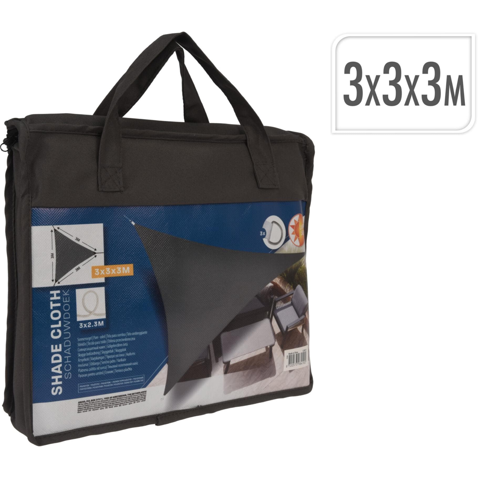 Schaduwdoek driehoek donker grijs 3m