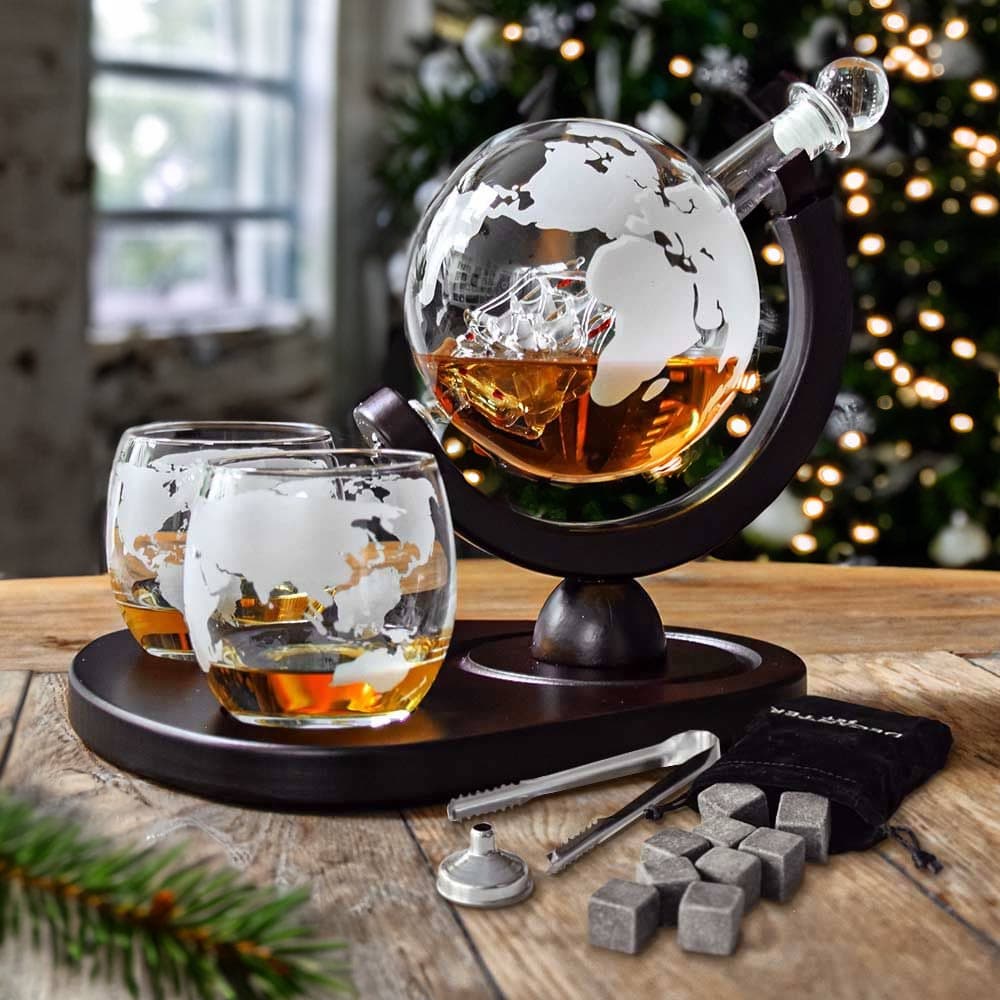 Globe Whiskey Decanter Deluxe - 0,9L - Glazen & Cooling Stones