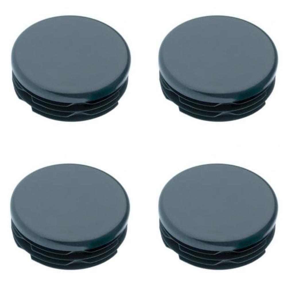 Inslagdop/meubeldop zwart rond Ø 7,6 cm en hoogte 0,4 cm van kunststof - 4 stuks