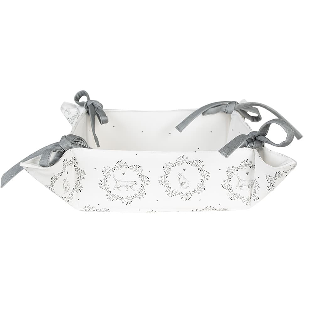 35x35x8 cm Bianco Grigio Cotone Gatto