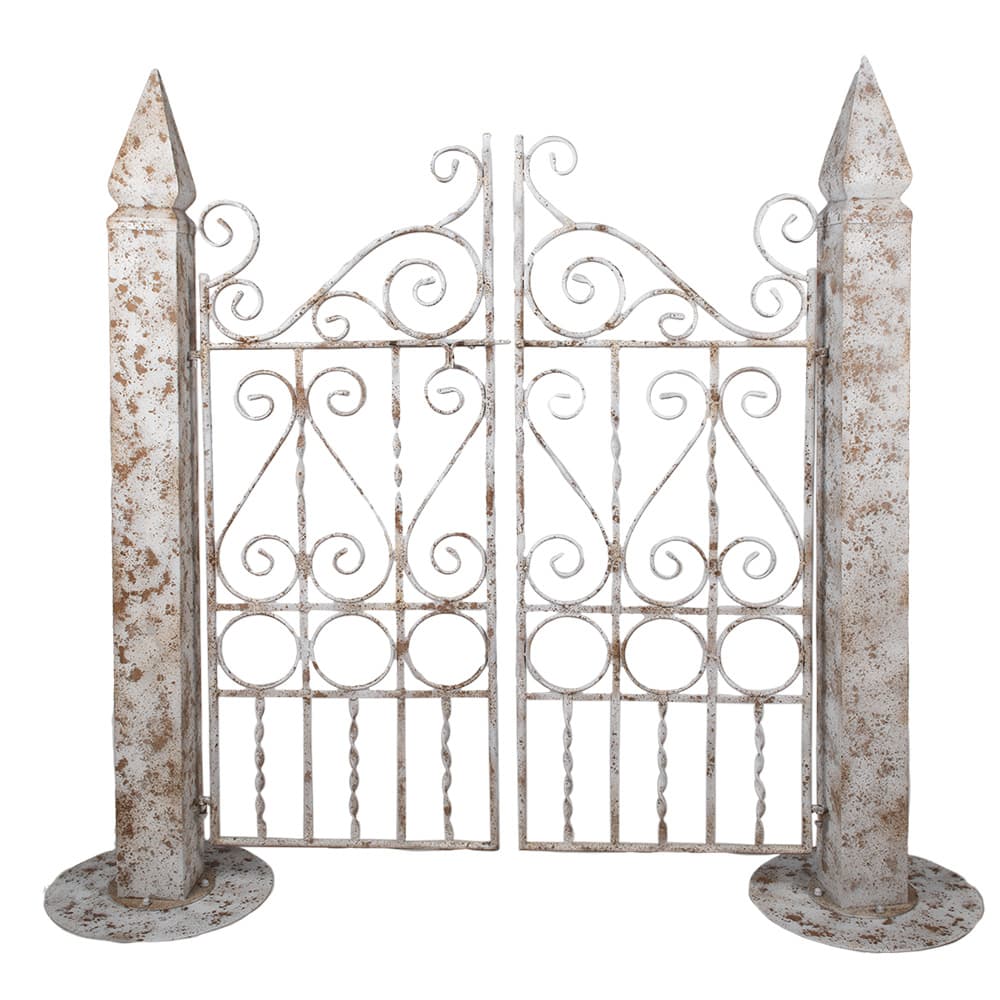 Clayre & Eef Tuinpoort 163x40x157 cm Wit Bruin Metaal
