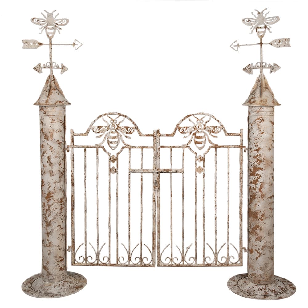 Tuinpoort 164x40x172 cm Wit Bruin Metaal