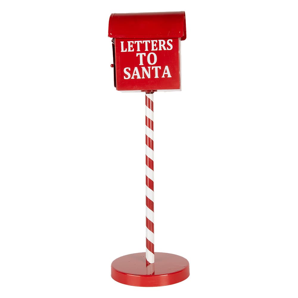 Clayre & Eef Kerstdecoratie Brievenbus Ø 15x50 cm Rood Metaal