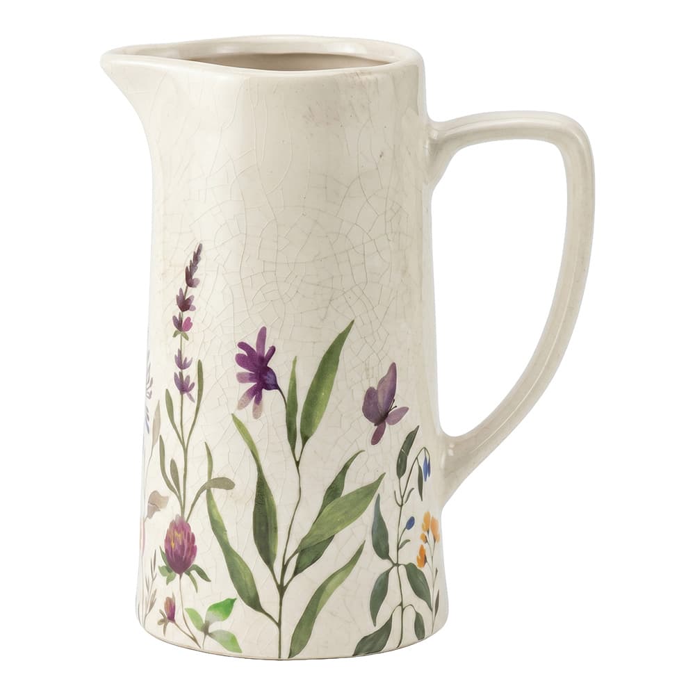 Clayre & Eef Decoratie Kan Beige Keramiek Bloemen