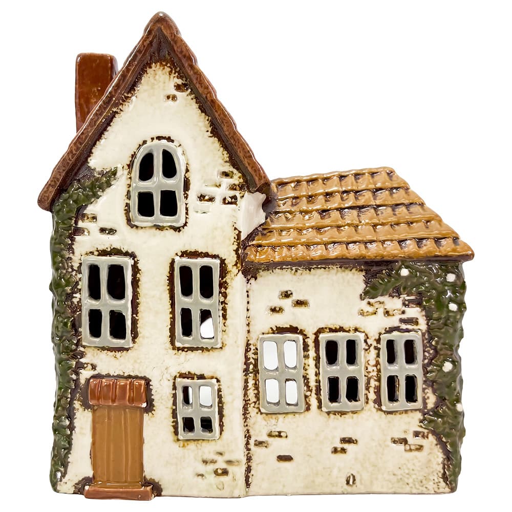 Clayre & Eef Waxinelichthouder Huis Beige Keramiek