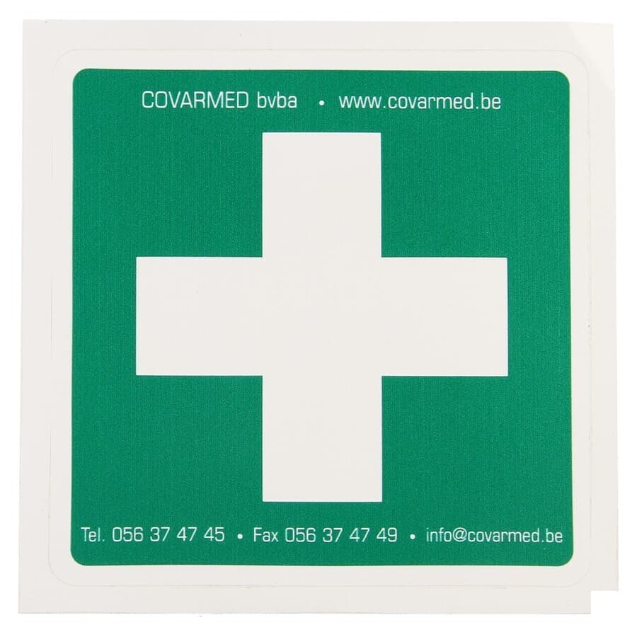 Sticker Groen Wit Kruis Ehbo 10x10cm