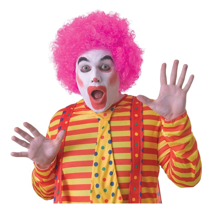 Feest roze krullen/afro pruik voor volwassenen