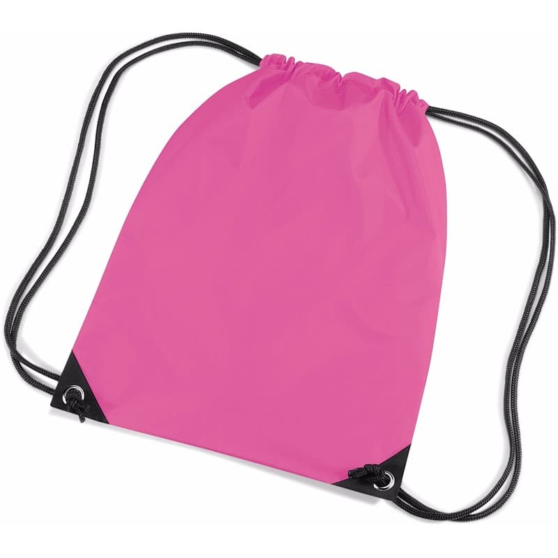 Fuchsia roze nylon rugtas met trekkoord