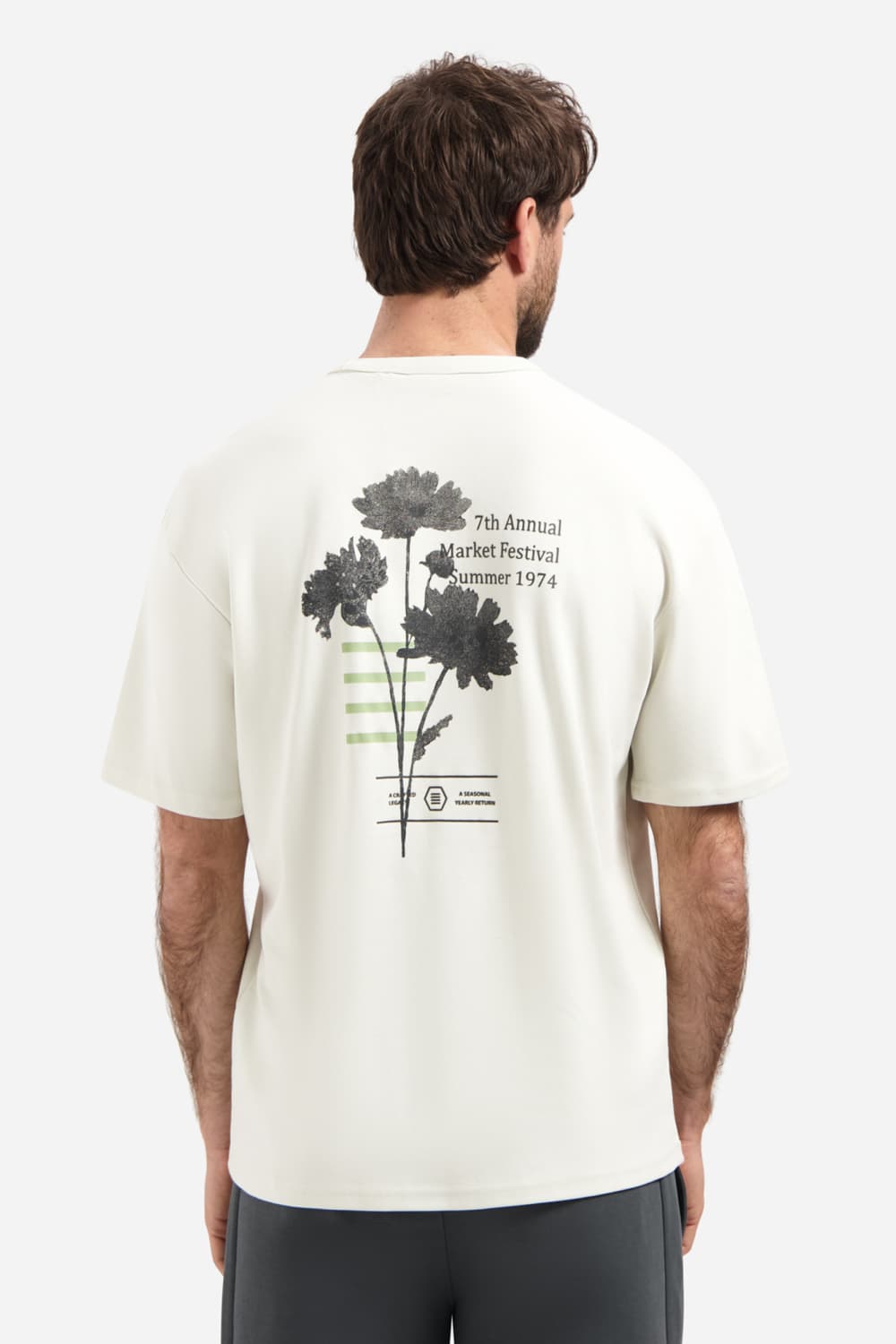 NO-EXCESS witte heren t-shirt | Ronde hals | Regular fit | Geen zakken | Grafisch patroon | Duurzaam | Korte mouw