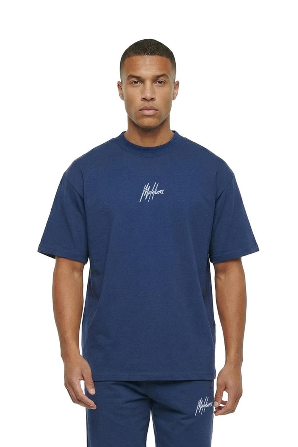 Malelions blauwe heren t-shirt | Ronde hals | Regular fit | Tekst patroon | Korte mouw