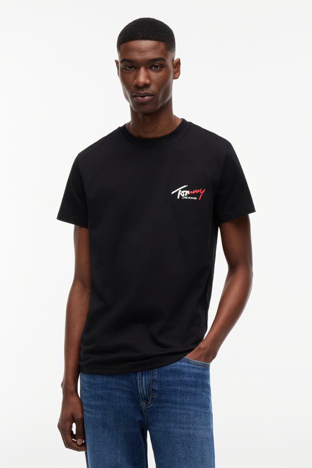 Tommy Jeans zwarte heren t-shirt | Ronde hals | Regular fit | Tekst patroon | Korte mouw