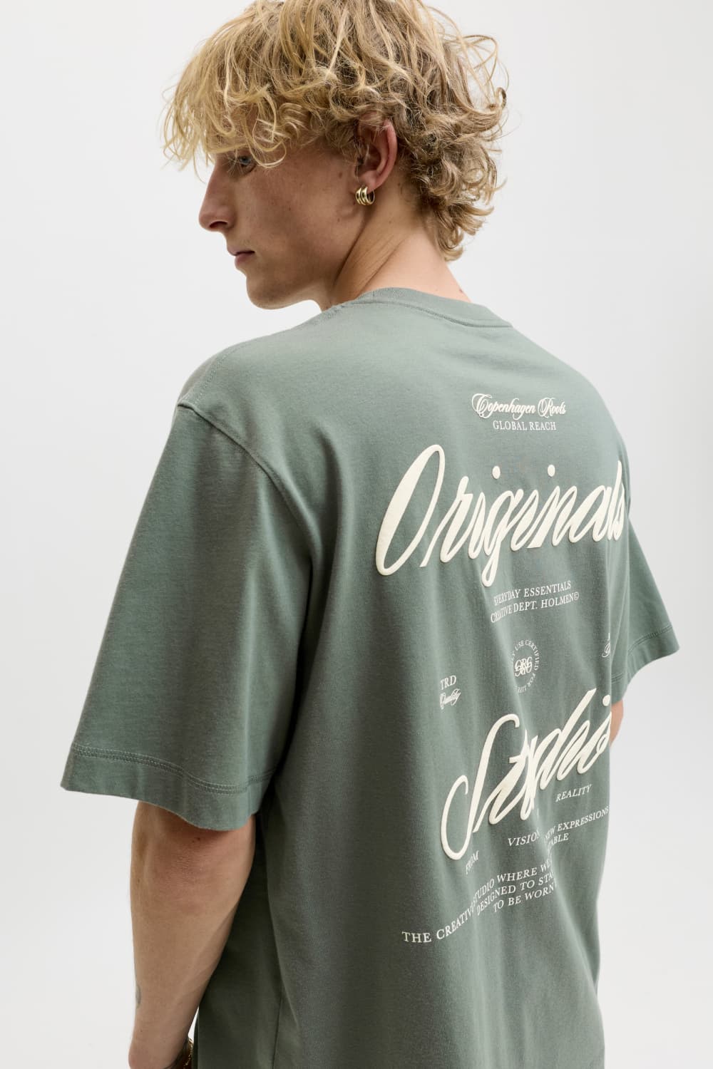 Jack & Jones groene heren t-shirt | Ronde hals | Regular fit | Tekst patroon | Duurzaam | Korte mouw