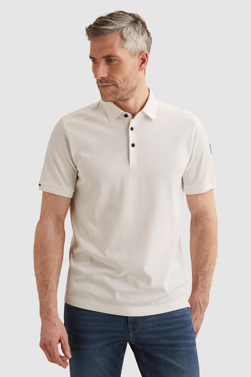 Vanguard witte heren polo | Punt kraag | Regular fit | Knoopsluiting | Duurzaam | Korte mouw