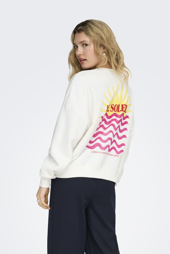 Only witte dames trui | Ronde hals | Regular fit | Geen zakken | Grafisch patroon | Lange mouw