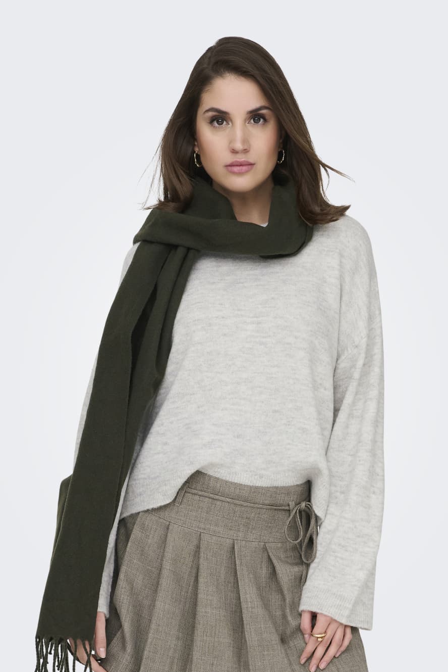 Only grijze dames trui | Sans | Ronde hals | Regular fit | Gemeleerd patroon | Lange mouw