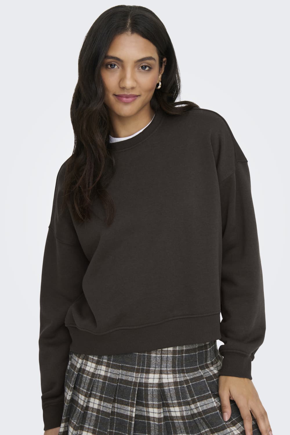 Only bruine dames trui | Ronde hals | Regular fit | Duurzaam | Lange mouw
