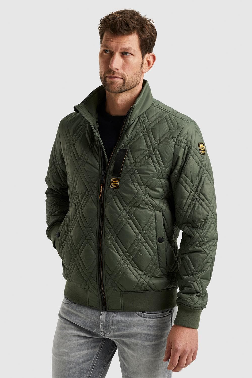 PME legend groene heren jas | High neck halslijn | Regular fit | Steekzakken | Ritssluiting | Duurzaam | Lange mouw