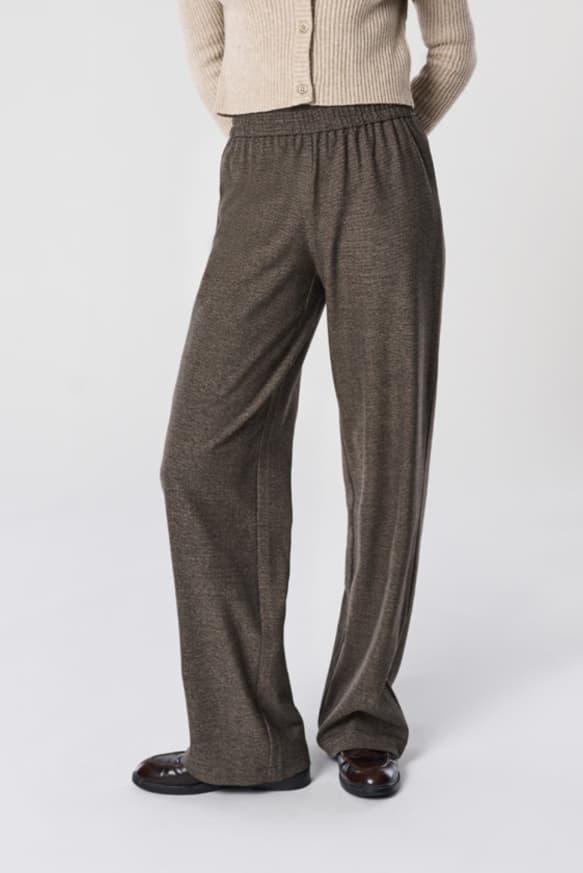 Only zwarte dames broek | Wide leg fit | Gemeleerd patroon | Elastische boord | Regular waist