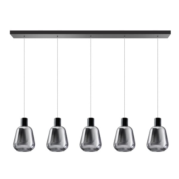 Hanglamp Gary smoke 5 lichts 100cm