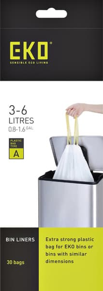 Afvalzak EKO type A 3-6 liter met trekband wit 30 stuks
