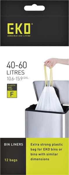 Afvalzak EKO type F 40-60 liter met trekband wit 12 stuks