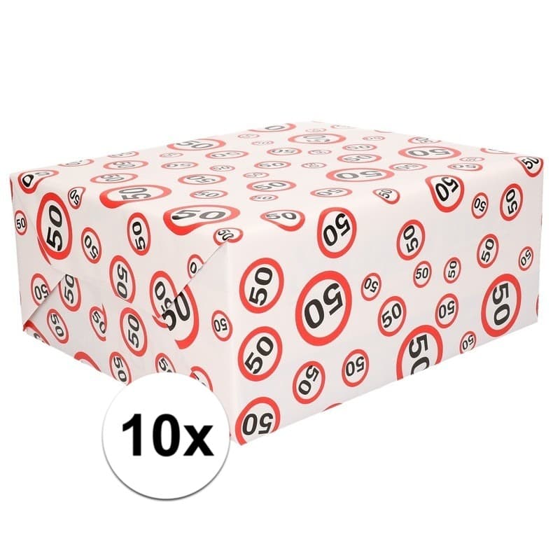 10x Kadopapier 50 jaar op rol