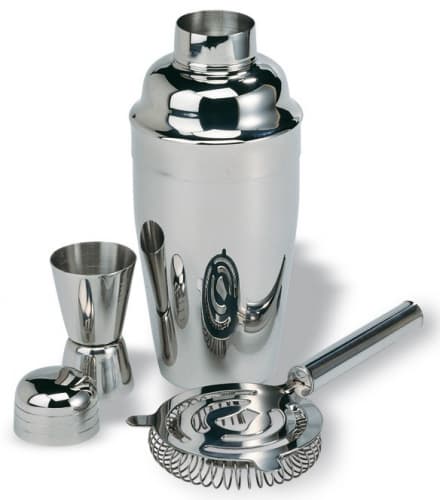 Cocktail shaker, maatbekertje en zeef