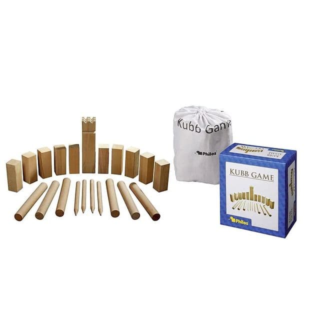 Kubb Game Berkenhout – Klassiek buitenspel met draagtas – Philos