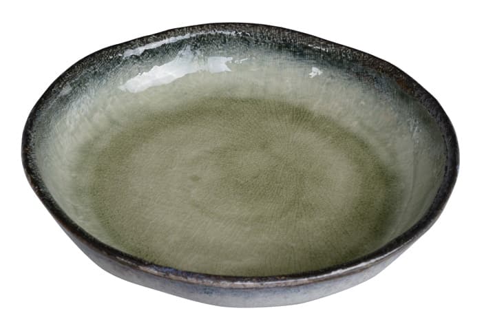 Handgemaakte groene Yamasaku kom - Porselein - 21.5 x 4cm