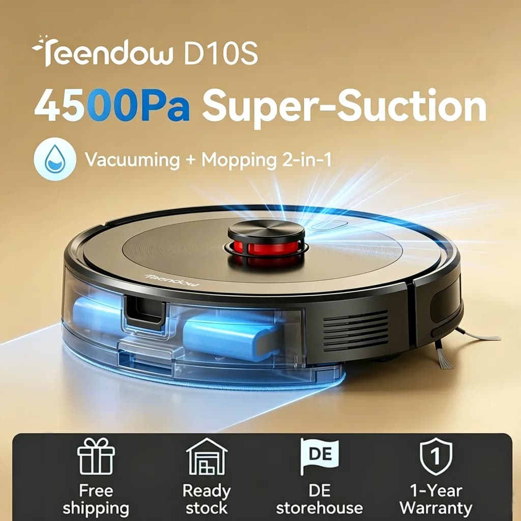 Teendow D10S Robotstofzuiger 5000Pa Slimme LDS-navigatie Zelfleegstation APP-besturing Thuisvloer dweilen Tapijtreiniging