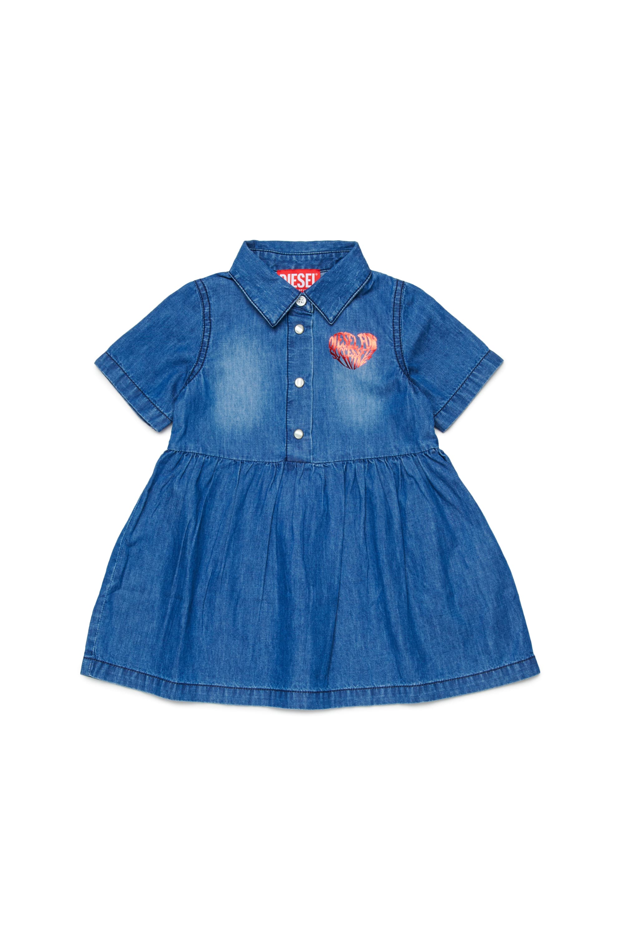 Diesel - Denim dress with heart print - Dresses - Woman - Blue