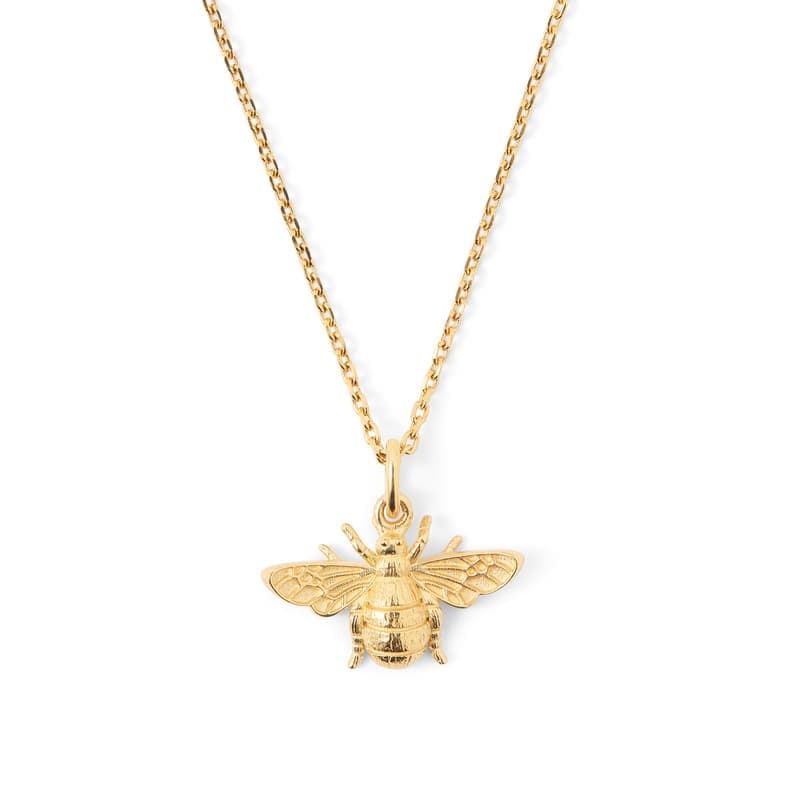 Aspinal of London Bee Charm Necklace in 18ct Gold Vermeil