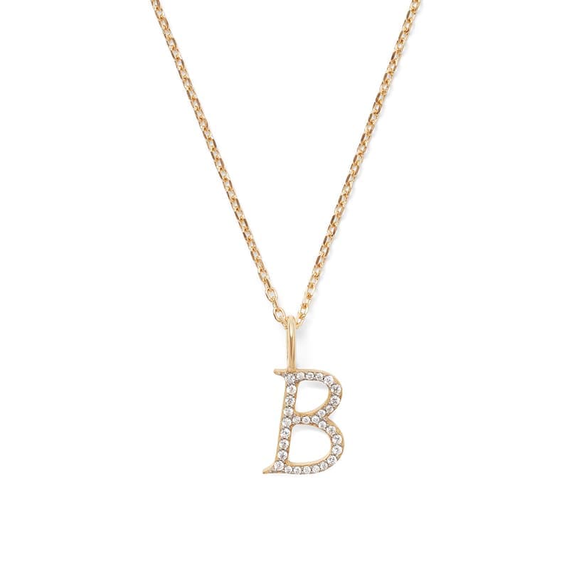 Aspinal of London Diamond Initial Necklace in 14ct Gold - Letter B