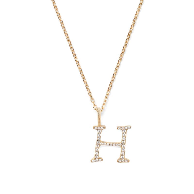 Aspinal of London Diamond Initial Necklace in 14ct Gold - Letter H