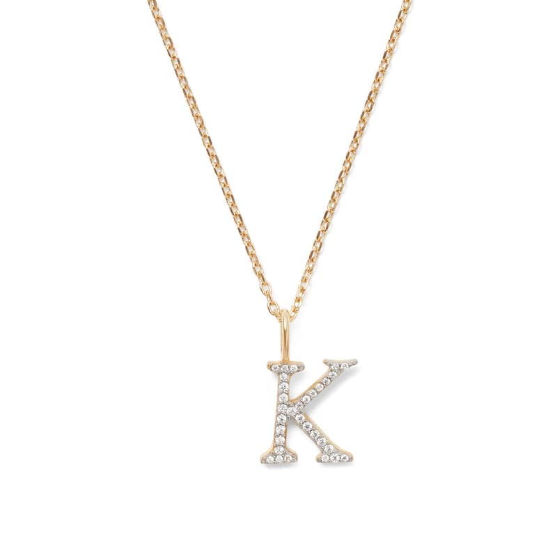 Aspinal of London Diamond Initial Necklace in 14ct Gold - Letter K