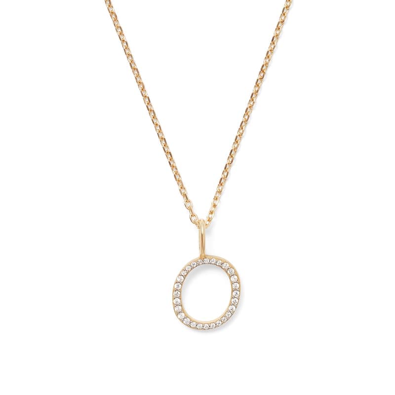 Aspinal of London Diamond Initial Necklace in 14ct Gold - Letter O
