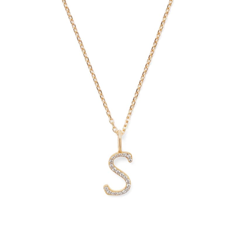 Aspinal of London Diamond Initial Necklace in 14ct Gold - Letter S