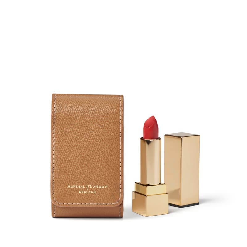 Aspinal of London Duo Lipstick Case in Caramel Soft Saffiano