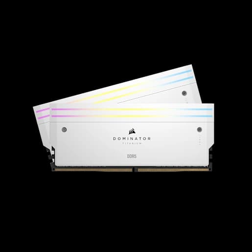 CORSAIR Kit de memória DOMINATOR TITANIUM RGB 32GB (2x16GB) DDR5 DRAM 6000MT/s CL30 Intel XMP - branco