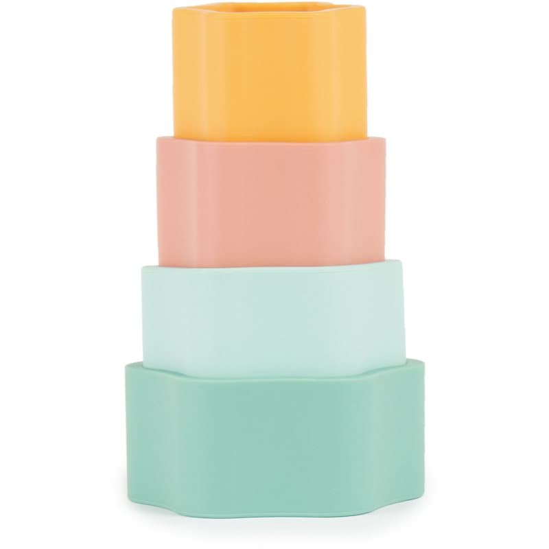 Bieco Silicone Stacking Tower Flower activity speelgoed 12 m+ Tropical Vibes 4 st