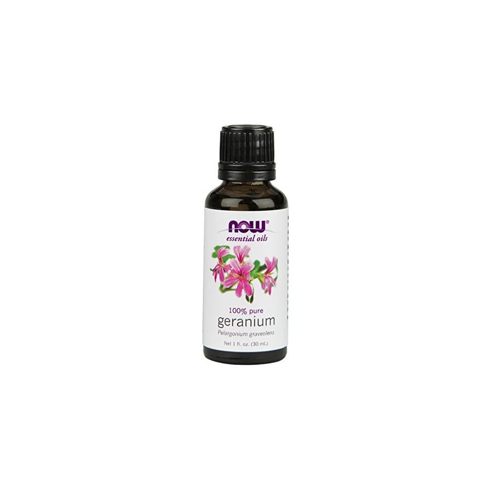 NOW Essentiële Olie, Geraniumolie, Kalmerende Aromatherapie Geur, Stoomgedistilleerd, 100% Puur, Vegan, Kindveilige Dop, 30 ml