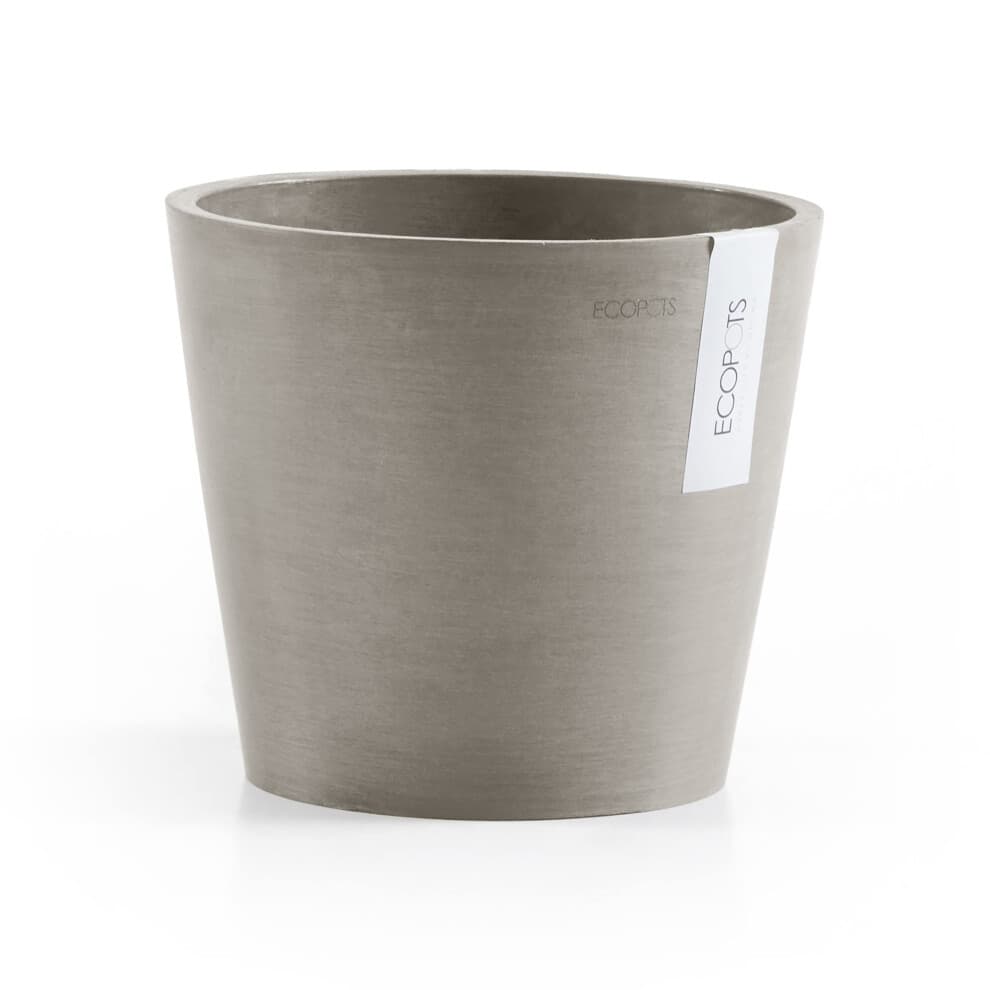 Ecopots Amsterdam Duurzame binnen-/buiten moderne ronde bloempot van gerecycled plastic, taupe, 40 cm